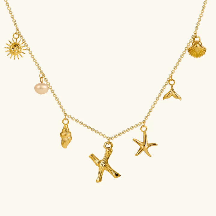 Gold Plated Faux Pearl Initial Charm Necklace for Women