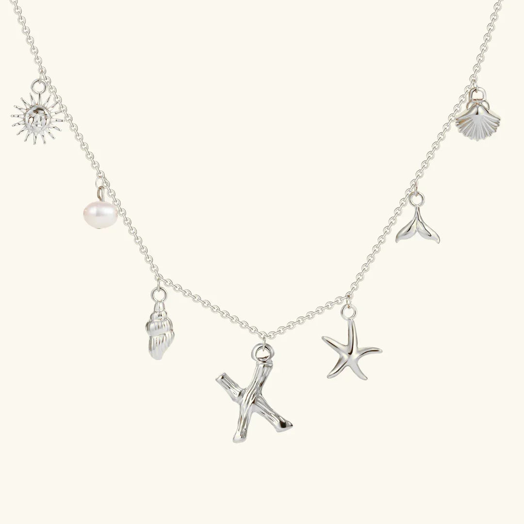Gold Plated Faux Pearl Initial Charm Necklace for Women