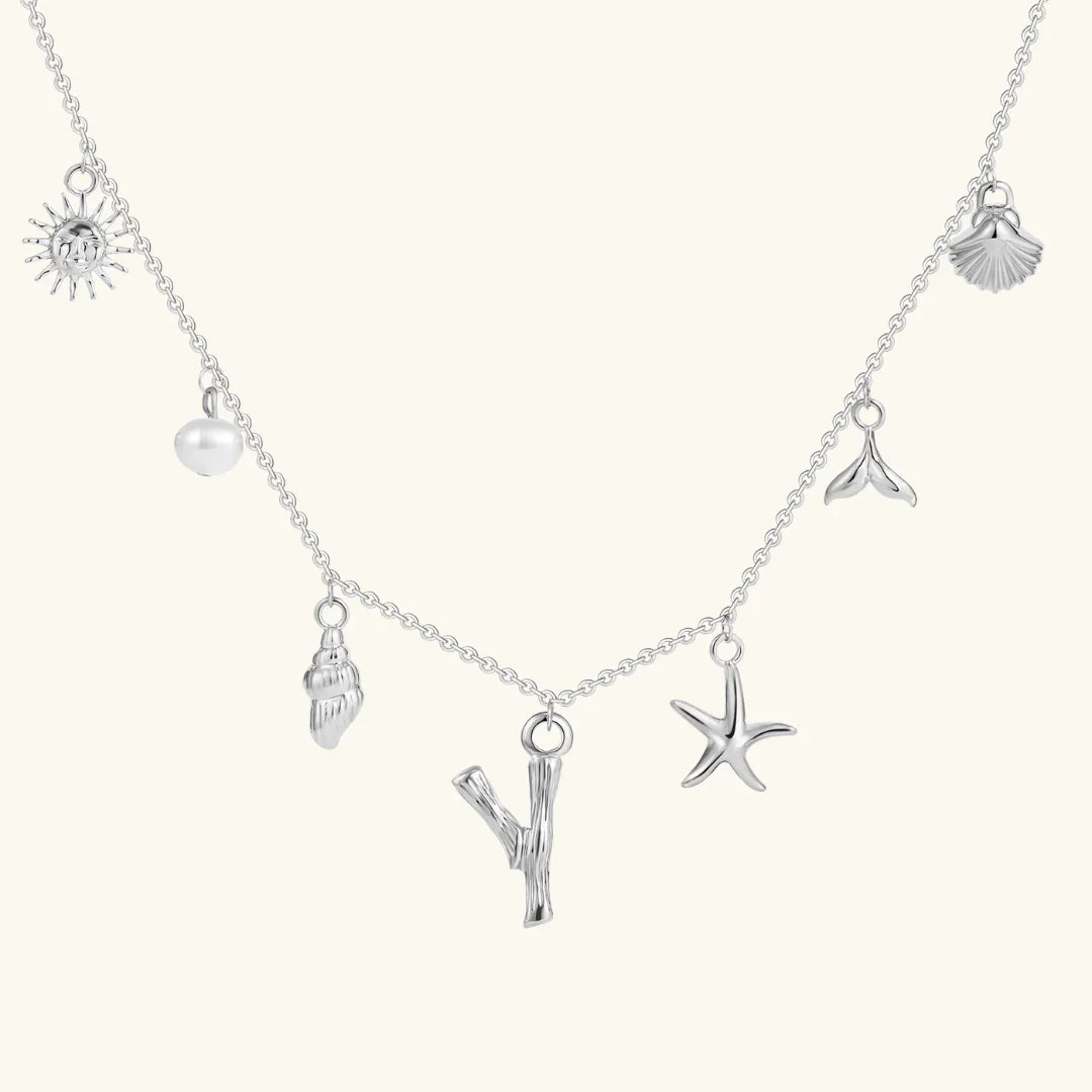 Gold Plated Faux Pearl Initial Charm Necklace for Women