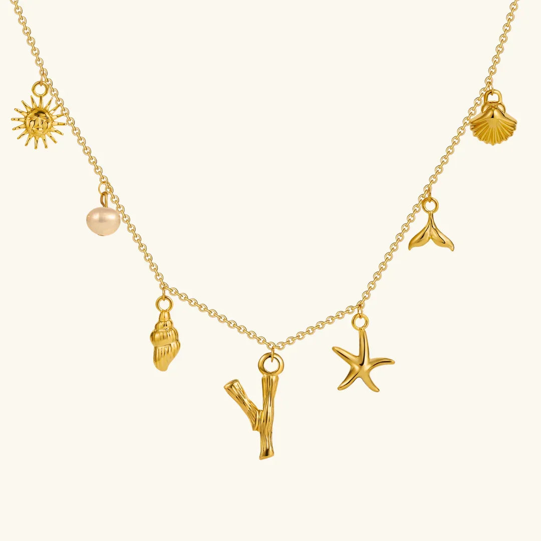 Gold Plated Faux Pearl Initial Charm Necklace for Women