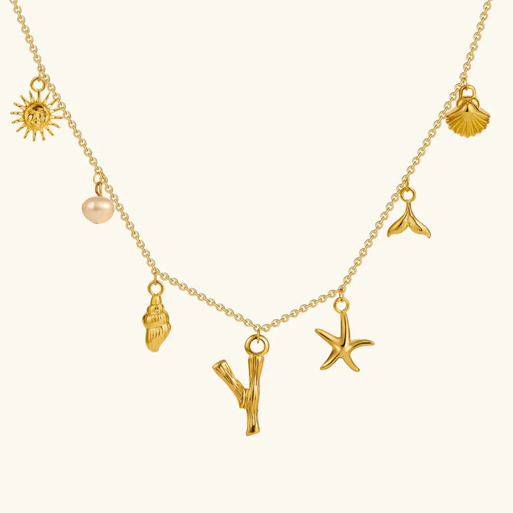 Gold Plated Faux Pearl Initial Charm Necklace for Women