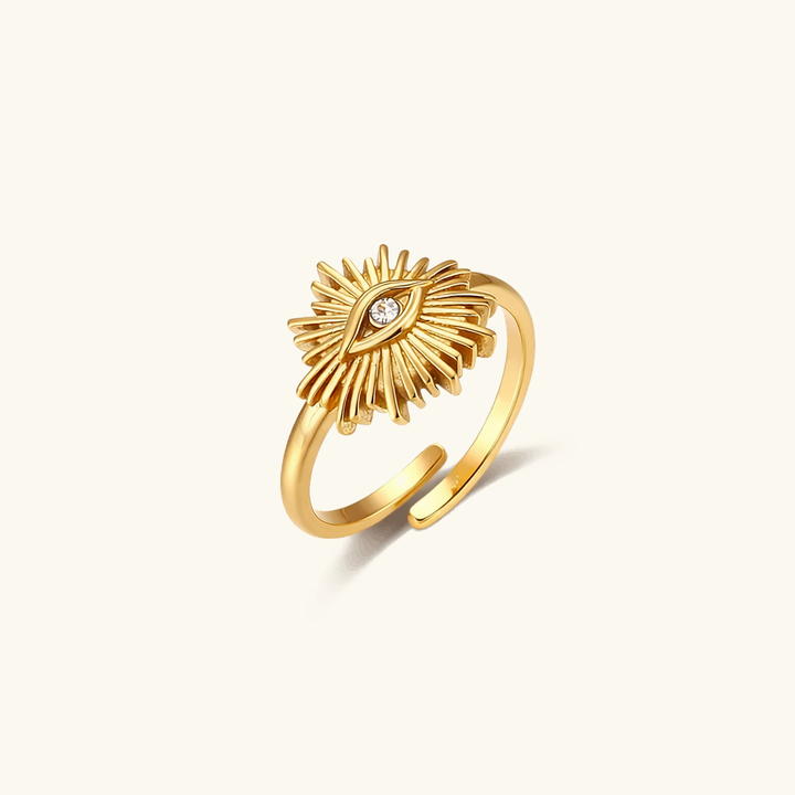 Gold-Plated Sunburst Open Ring For Women