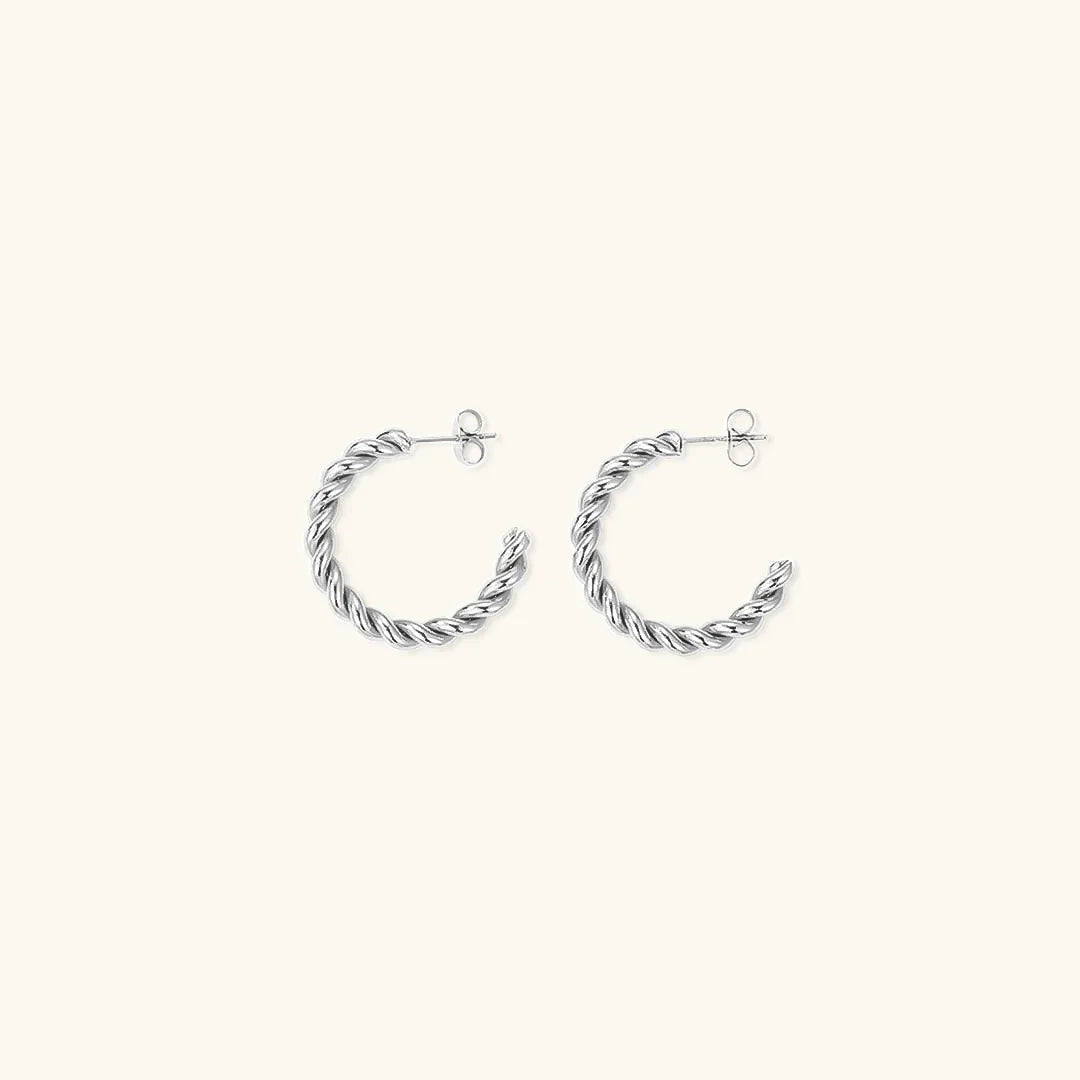 Gold-Plated Twist Hoop Earrings Women