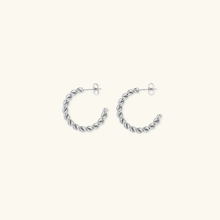 Gold-Plated Twist Hoop Earrings Women