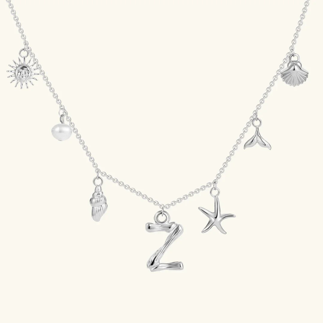 Gold Plated Faux Pearl Initial Charm Necklace for Women