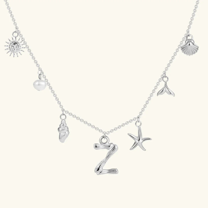 Gold Plated Faux Pearl Initial Charm Necklace for Women