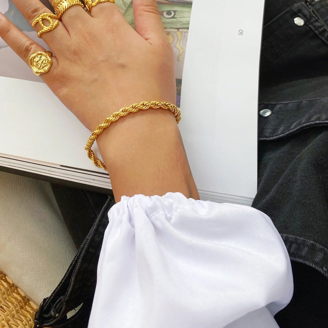 Gold-Plated Rope Chain Bracelet for Women