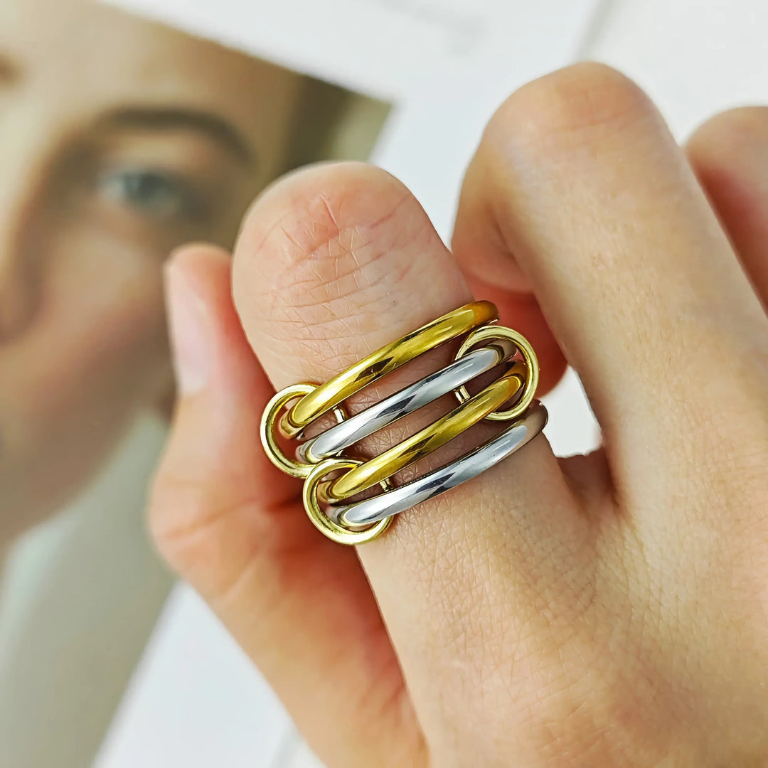 Gold-Plated Two-Tone Stacked Ring