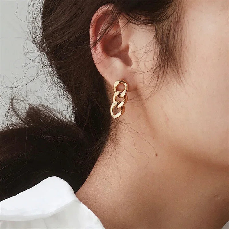 Gold-Plated Chain Drop Earrings for Women