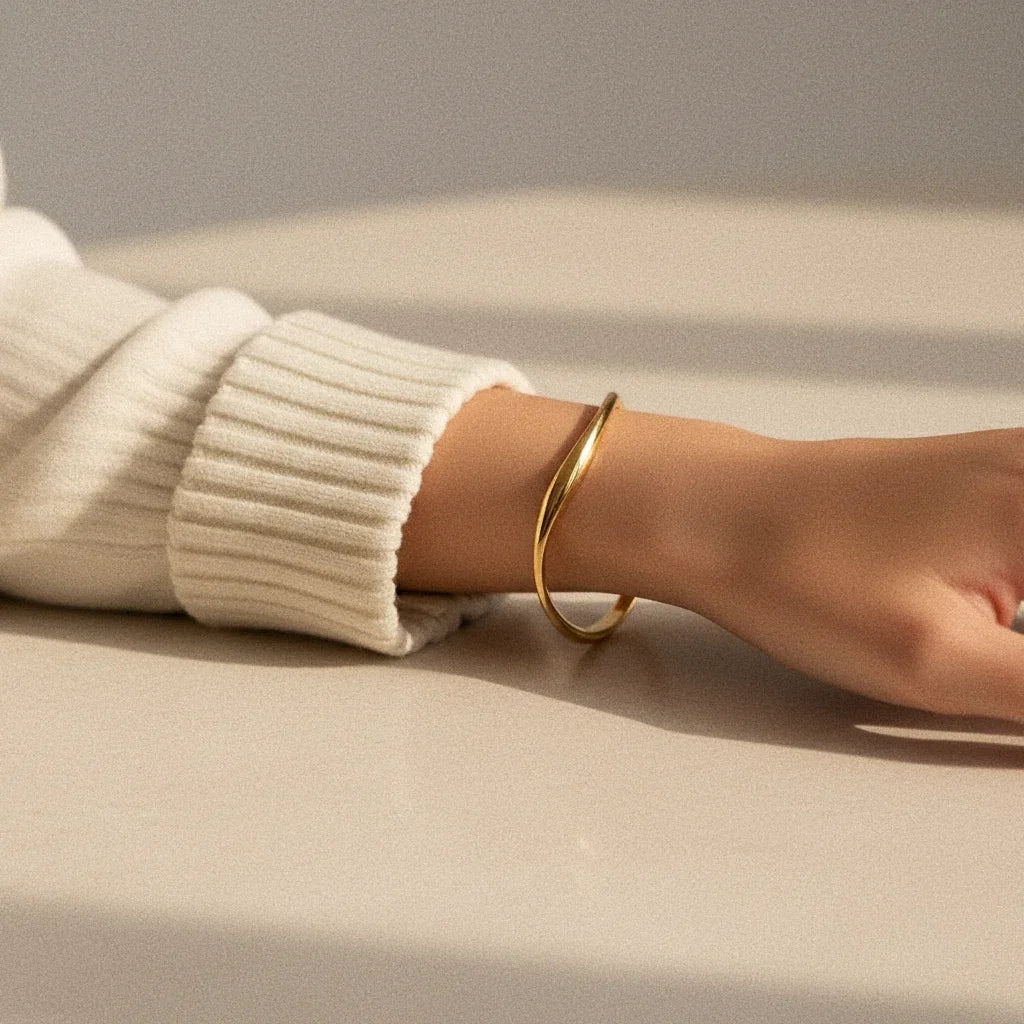 Gold-Plated Cuff Bangle for Women