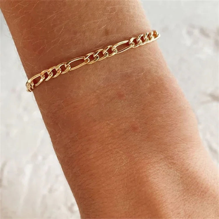 Gold-Plated Figaro Chain Bracelet for Women