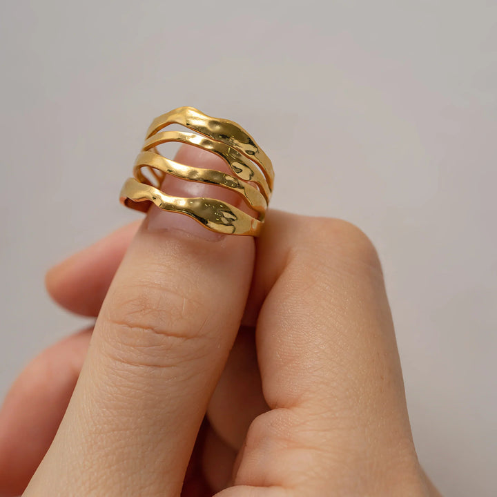 Gold-Plated Adjustable Ring with Stainless Steel