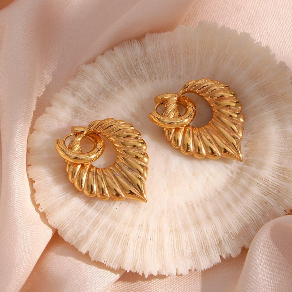 Gold-Plated Leaf Drop Earrings For Women
