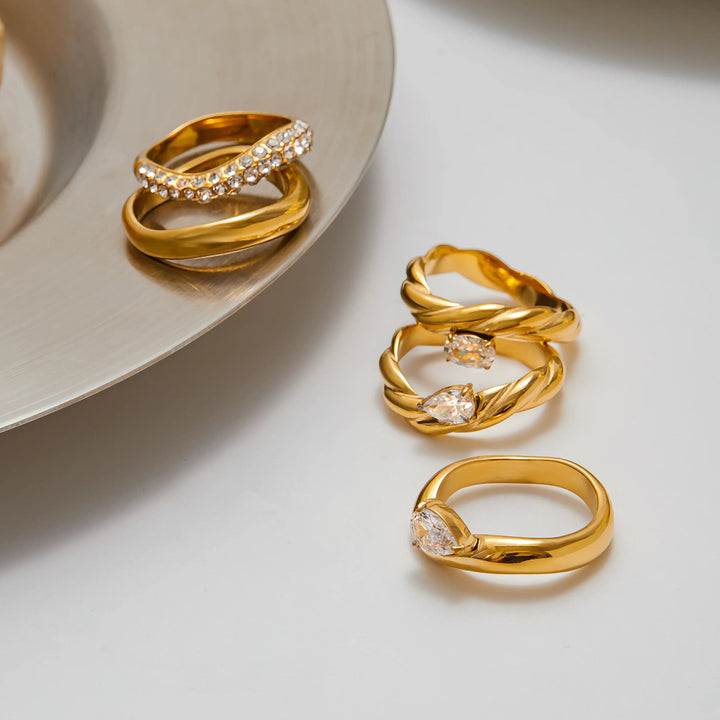 Gold Plated Cubic Zirconia Stackable Ring