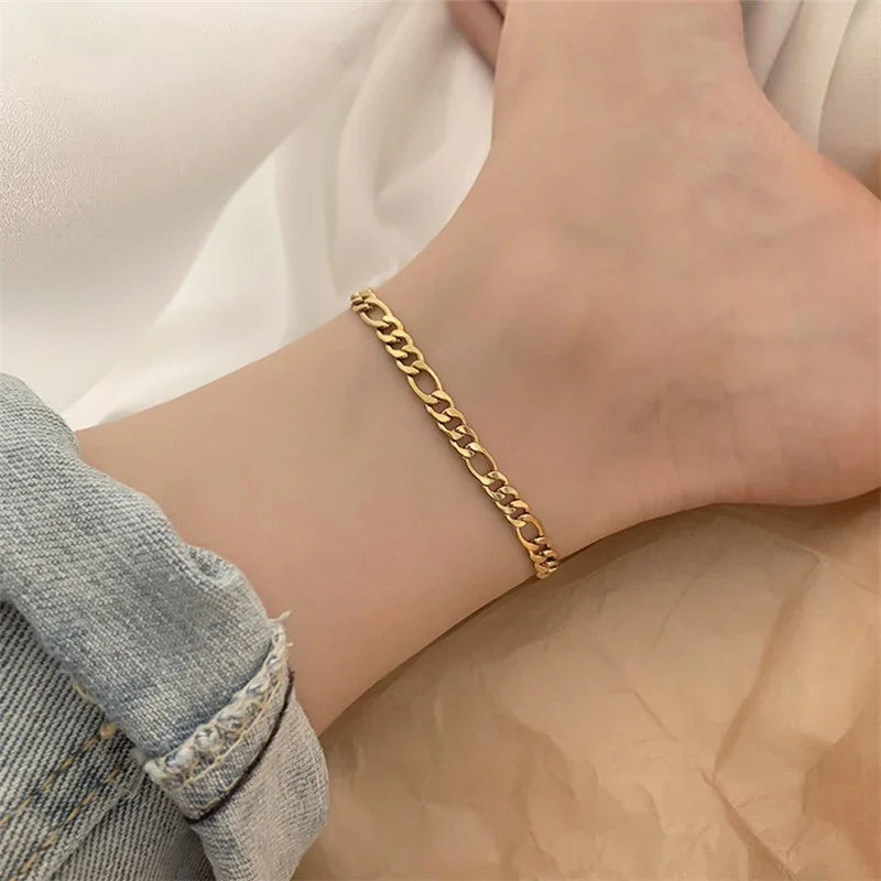 Gold-Plated Chain Anklet Women