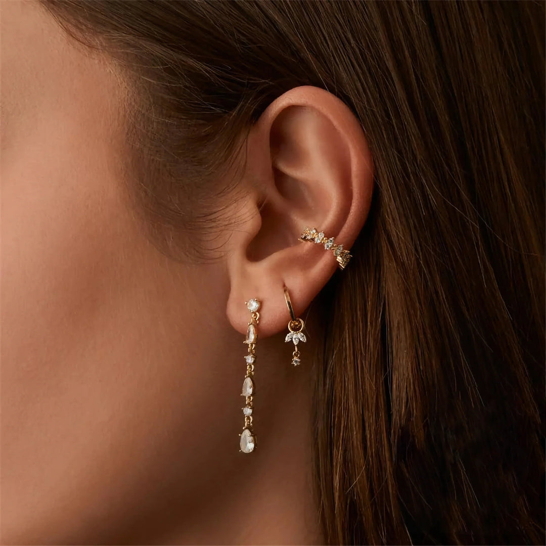 Gold-Plated Removable Charm Hoop Earrings