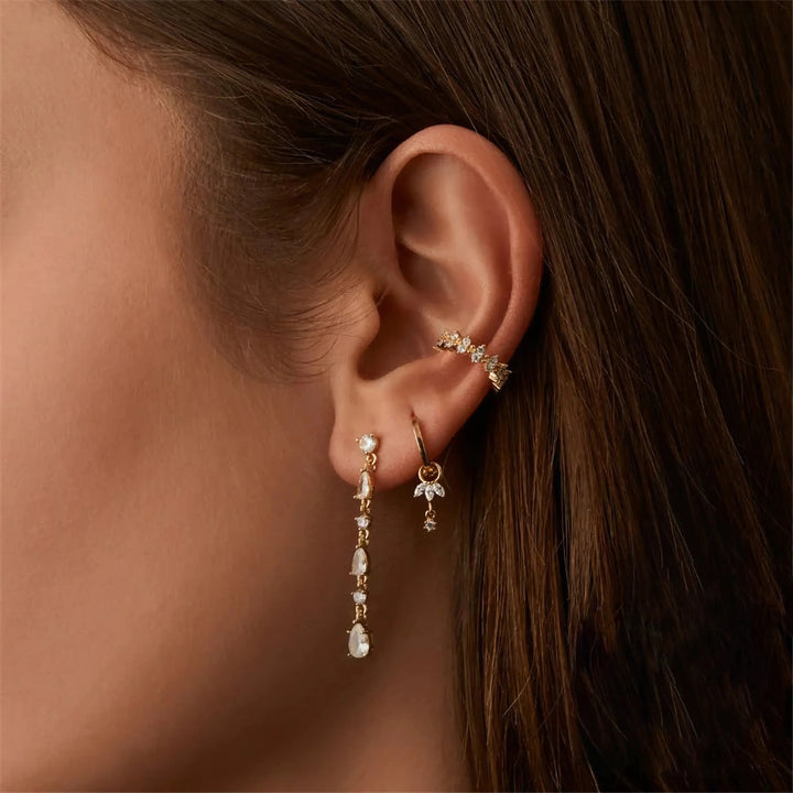 Gold-Plated Removable Charm Hoop Earrings