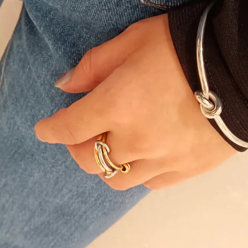 Gold-Plated Two-Tone Stackable Ring Set
