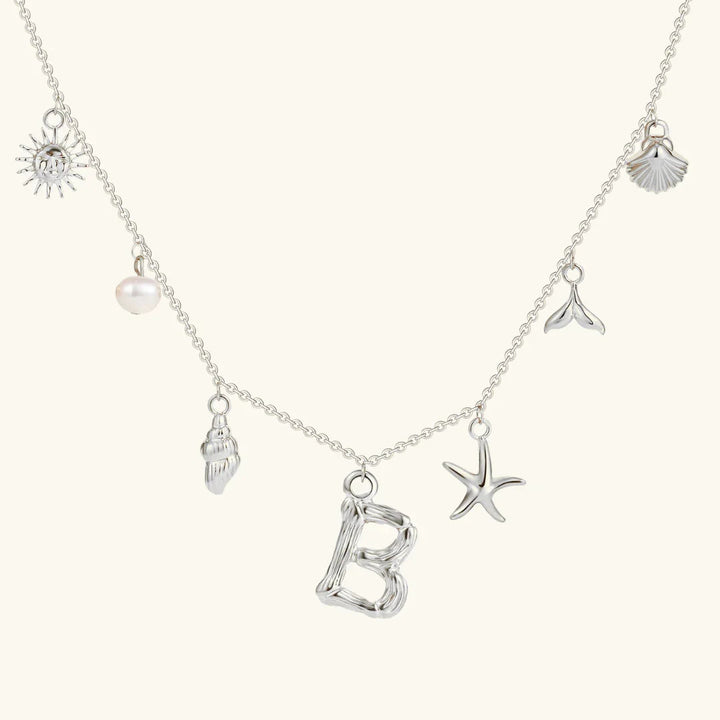 Gold Plated Faux Pearl Initial Charm Necklace for Women