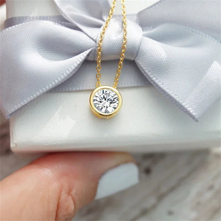 Gold-Plated Crystal Pendant Necklace Jewelry Set