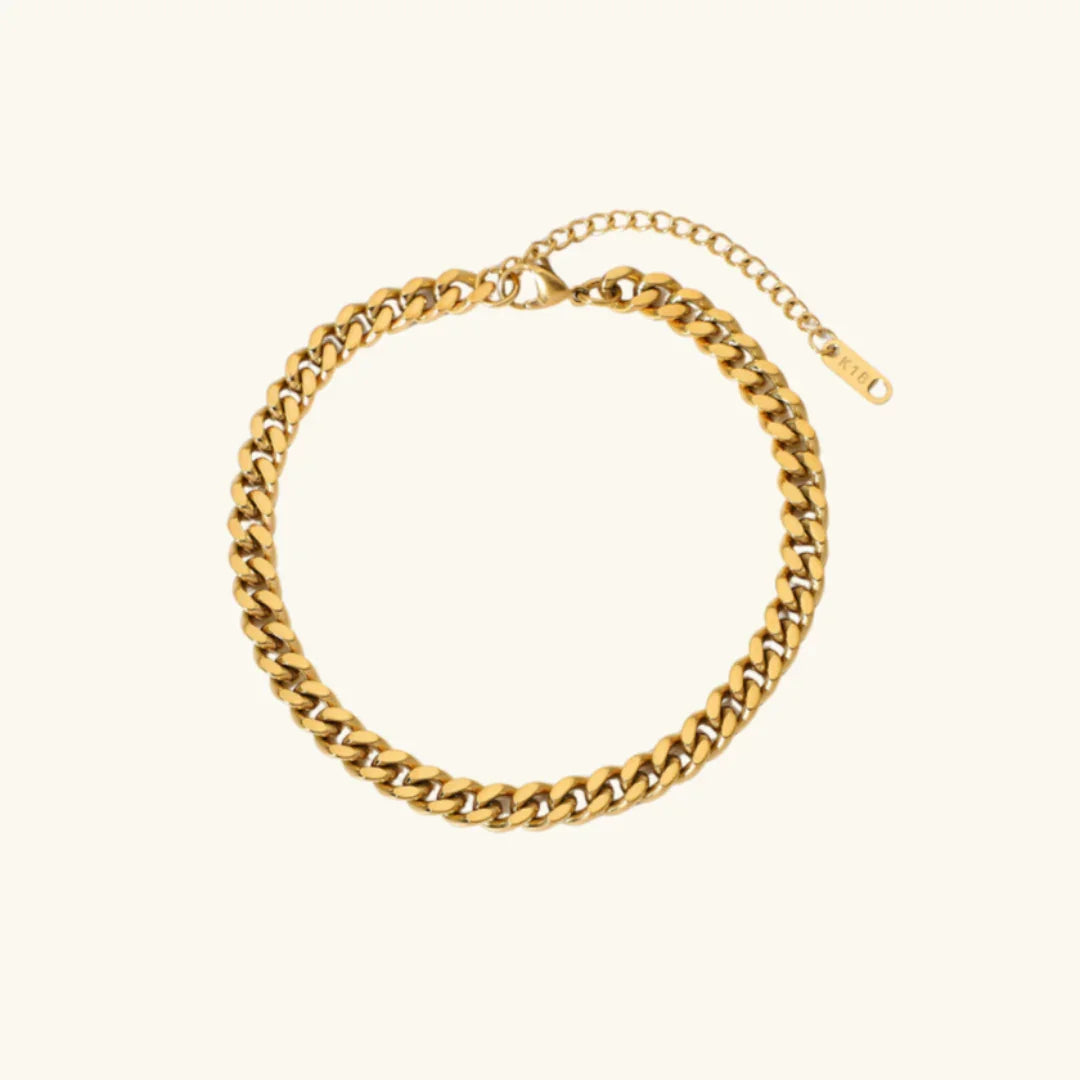 Gold-Plated Anklet with Cubic Zirconia Stones Adjustable Chain