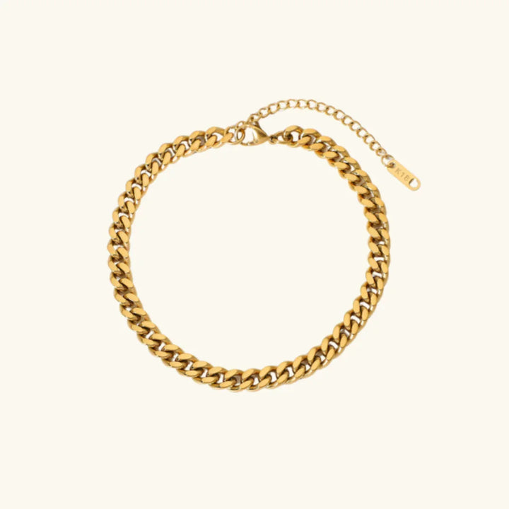 Gold-Plated Anklet with Cubic Zirconia Stones Adjustable Chain