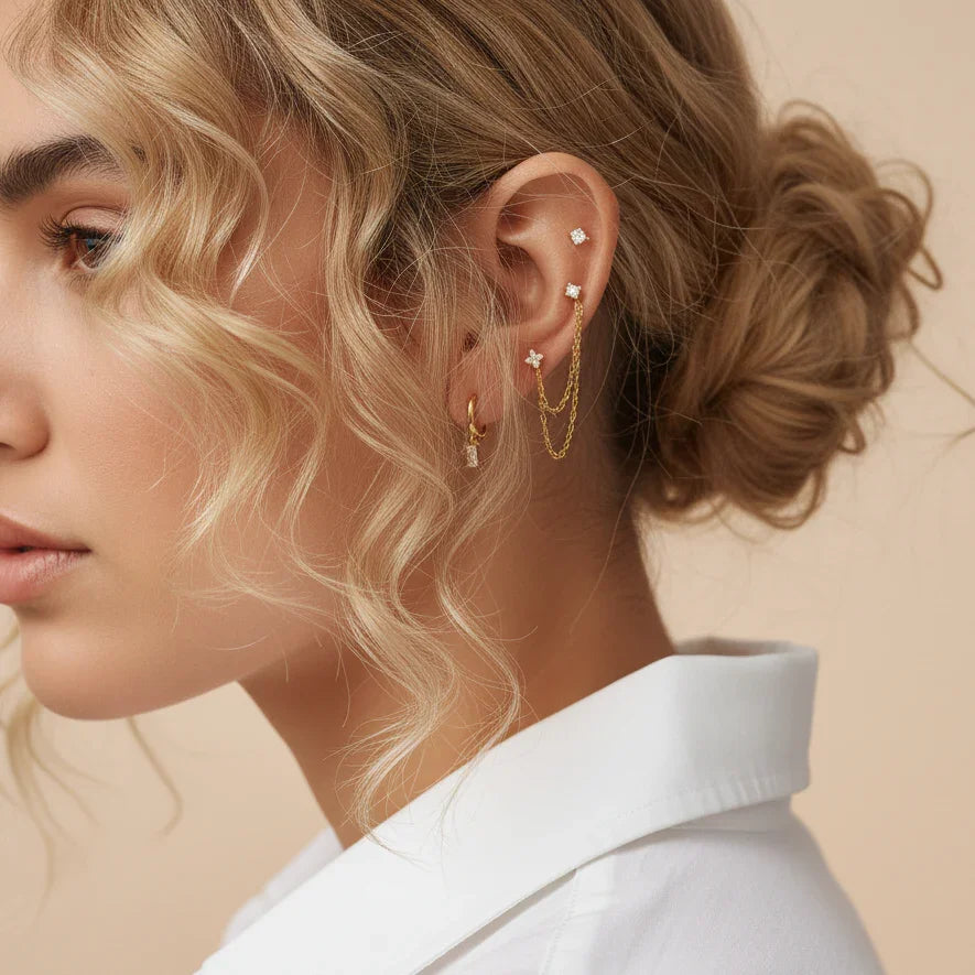 Gold Plated Diamond Earrings Bundle