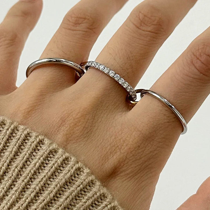 Silver-Plated CZ Stackable Ring Set