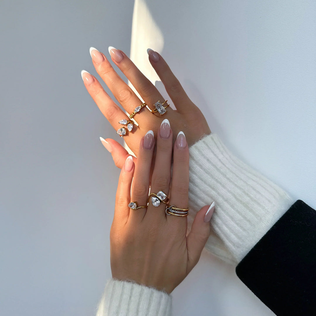 Gold-Plated CZ Stackable Ring for Women