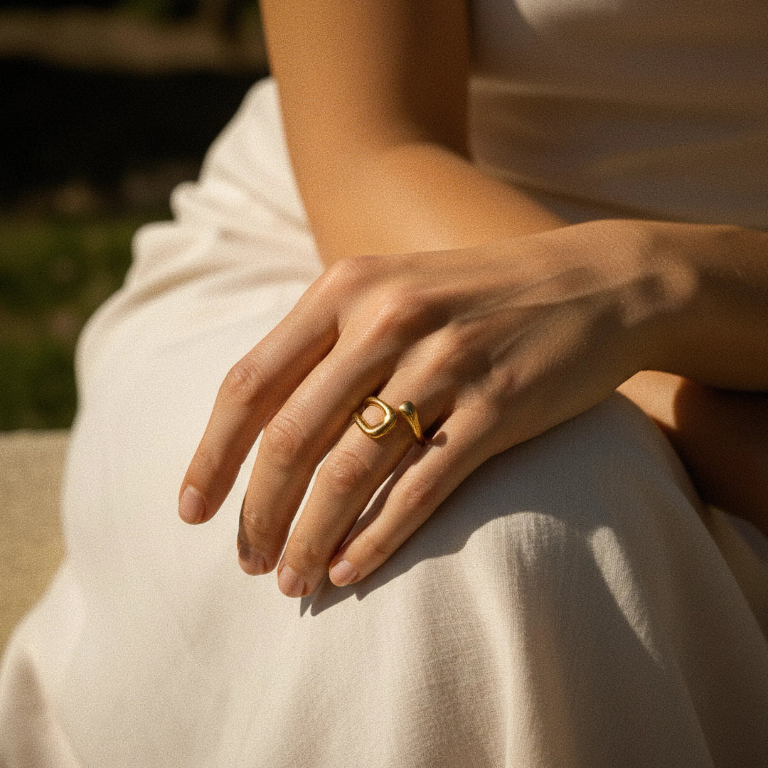 Gold-Plated Open-Ended Ring for Women