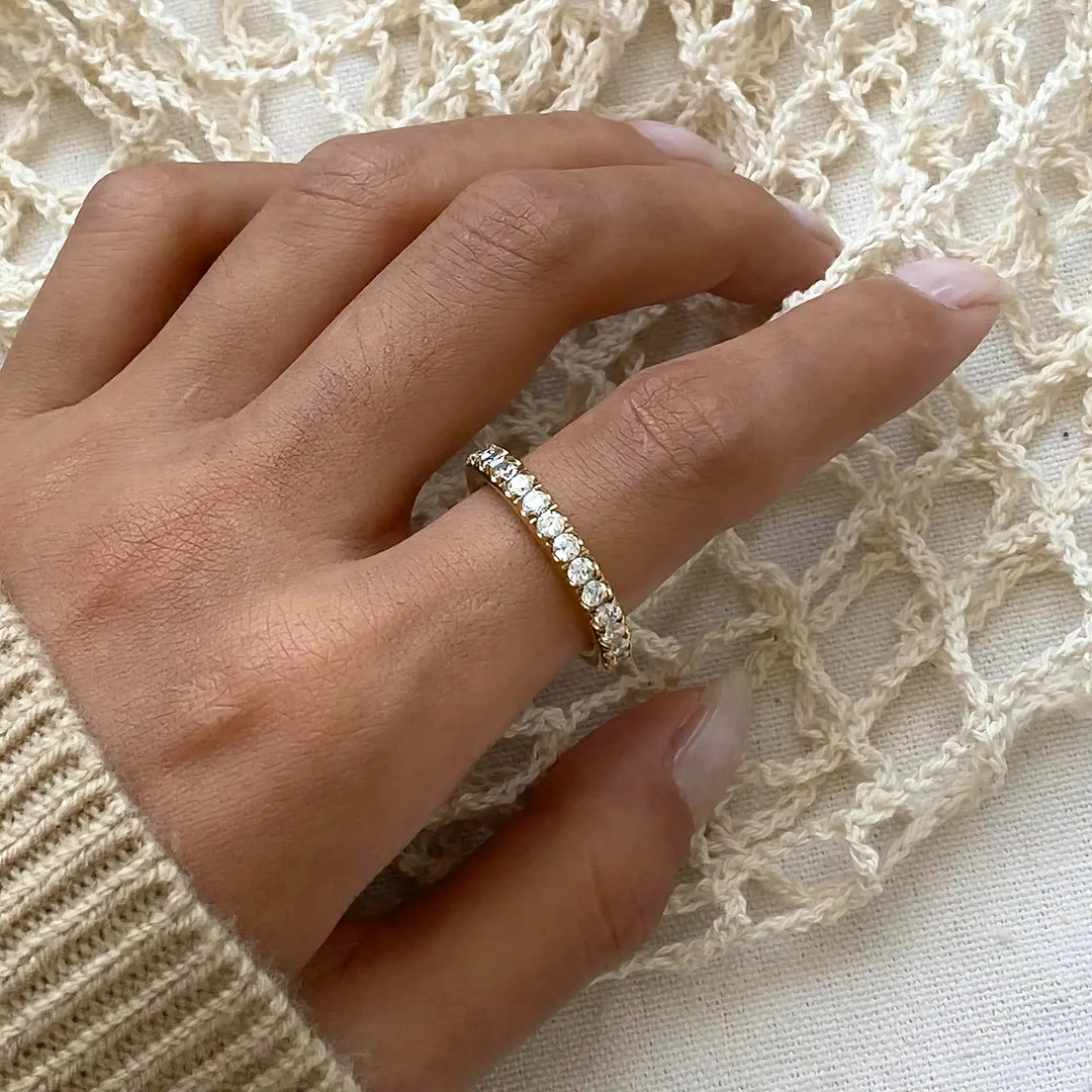 Gold-Plated CZ Stackable Ring for Women