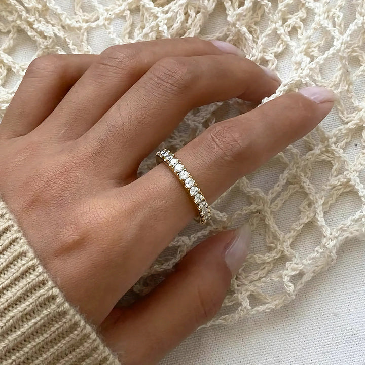 Gold-Plated CZ Stackable Ring for Women