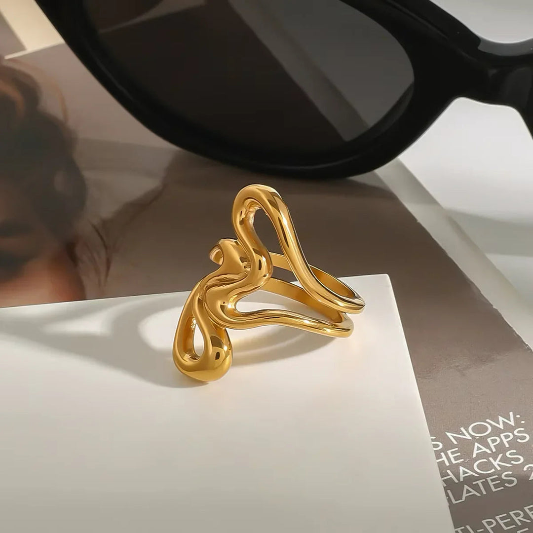 Gold-Plated Abstract Ring for Women