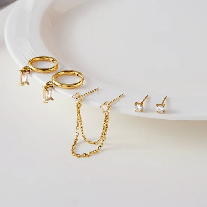 Gold Plated Diamond Earrings Bundle