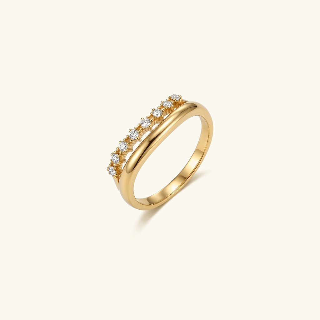 Gold-Plated CZ Stackable Band Ring for Women