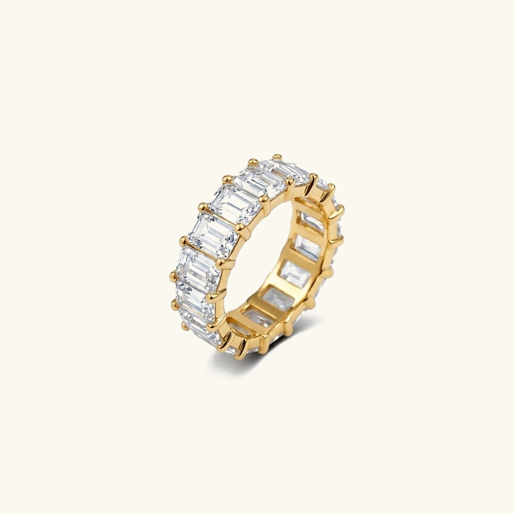 Gold-Plated CZ Eternity Ring For Women