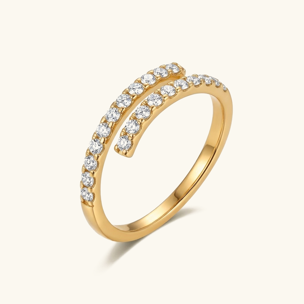 Gold-Plated Open-Ended Diamond Ring For Women