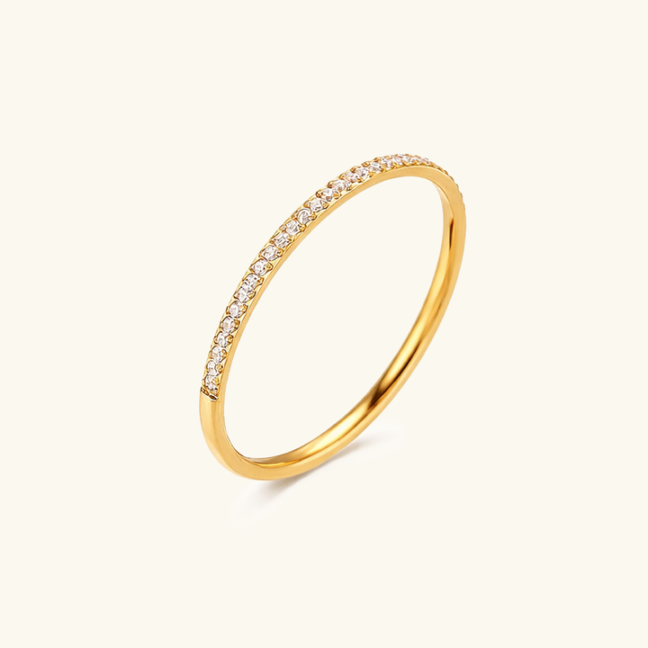 Gold-Plated Cubic Zirconia Stackable Ring for Women