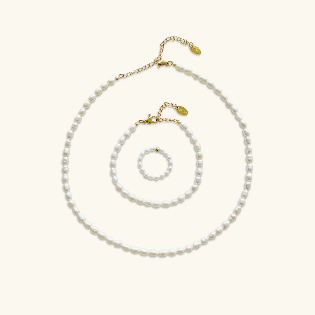 Gold-Plated Faux Pearl 3-Piece Set