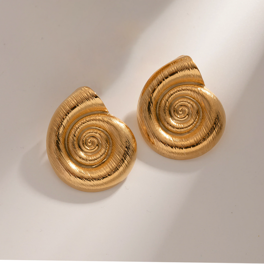 Gold-Plated Shell Stud Earrings for Women