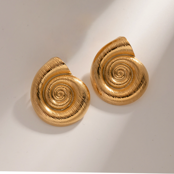 Gold-Plated Shell Stud Earrings for Women