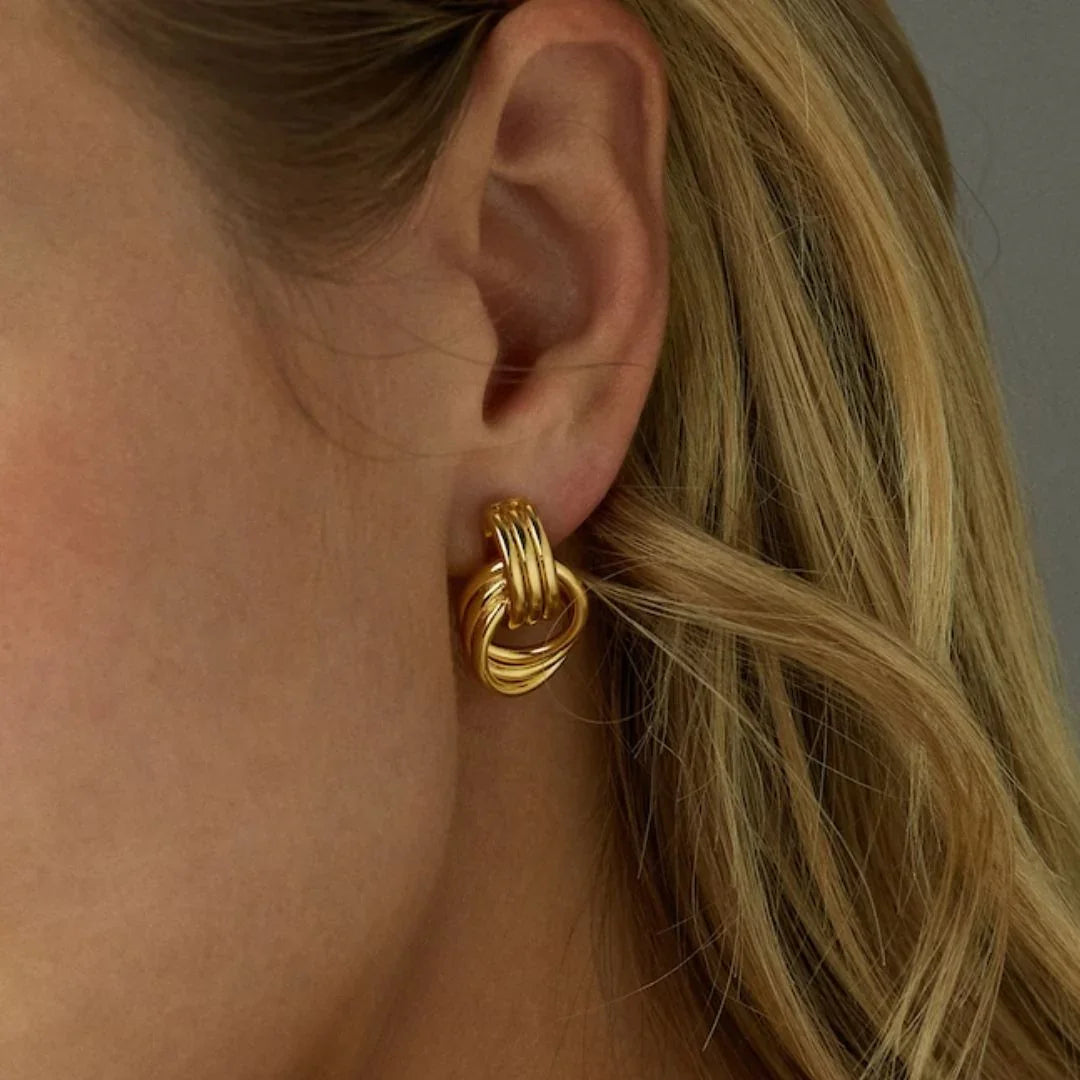 Gold-Plated Layered Hoop Earrings For Women