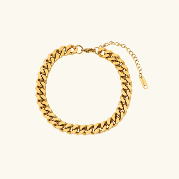 Gold-Plated Anklet with Cubic Zirconia Stones Adjustable Chain