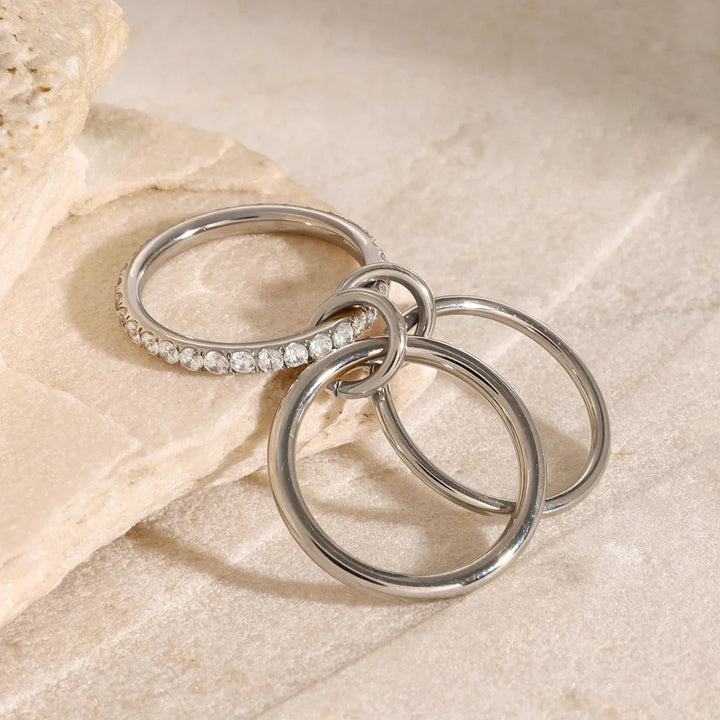 Silver-Plated CZ Stackable Ring Set