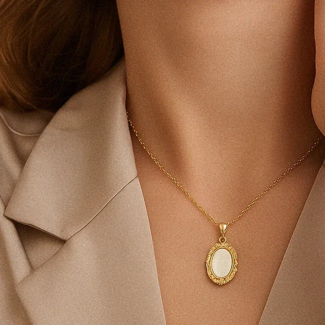 Gold-Plated Faux Pearl Vintage-Inspired Pendant Necklace