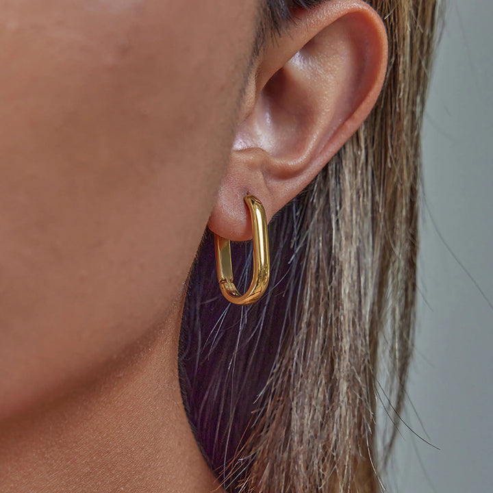 Gold Plated Stainless Steel Hoop Earrings 3 Piece Set for Women