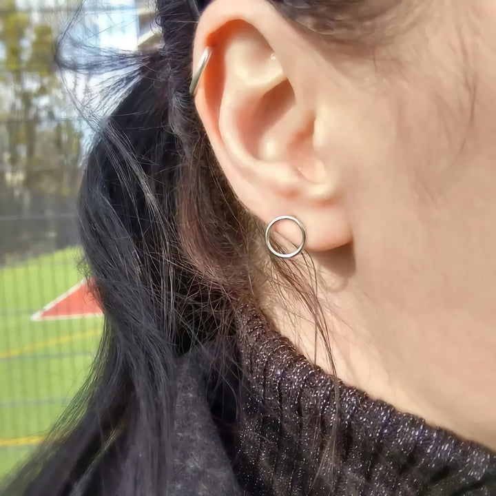 Gold-Plated Open Circle Stud Earrings
