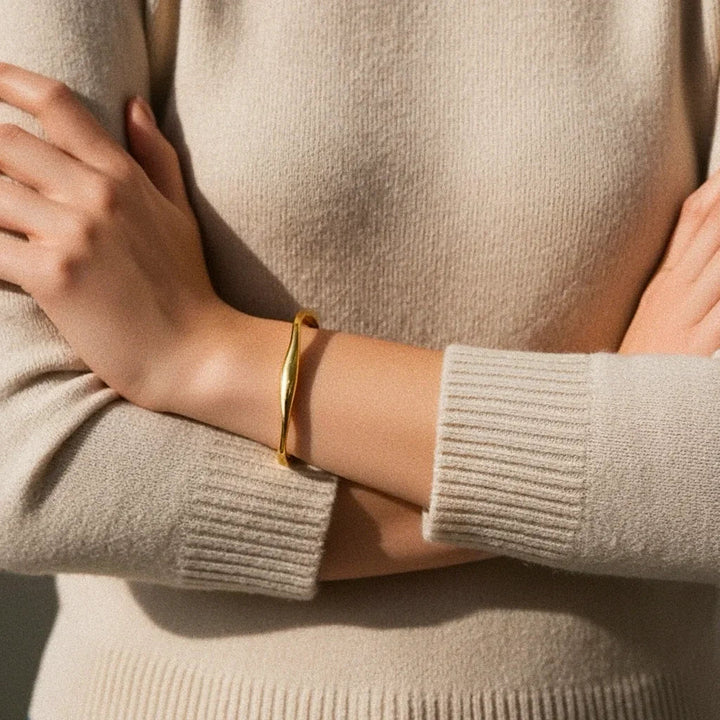 Gold-Plated Cuff Bangle for Women