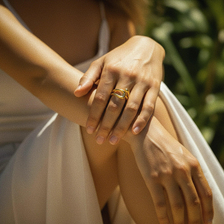 Gold-Plated Open-Ended Ring for Women