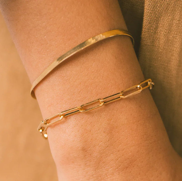 Gold-Plated Paperclip Chain Bracelet Women